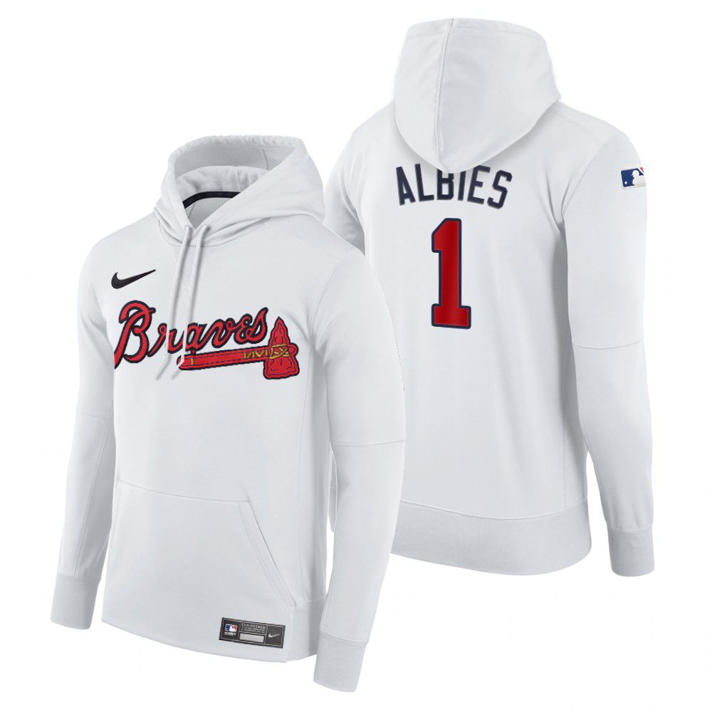 Men Atlanta Braves #1 Albies white home hoodie 2021 MLB Nike Jerseys